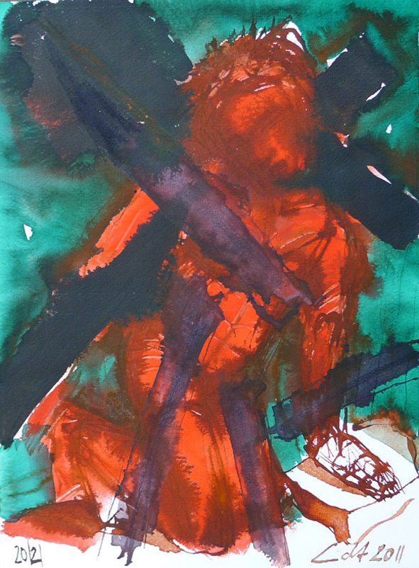 „Kreuzigung“, 2007-2011, Tuschzeichnungen, 40x30 cm